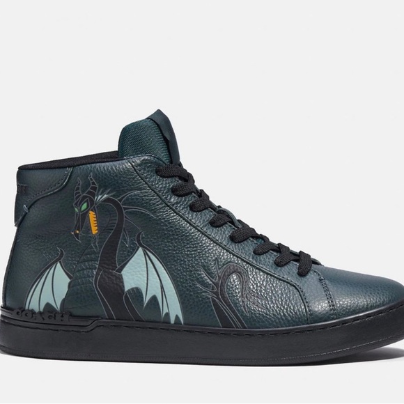 🎃Coach Disney X Clip High Top Sneaker With Maleficent Dragon Motif - Picture 2 of 6